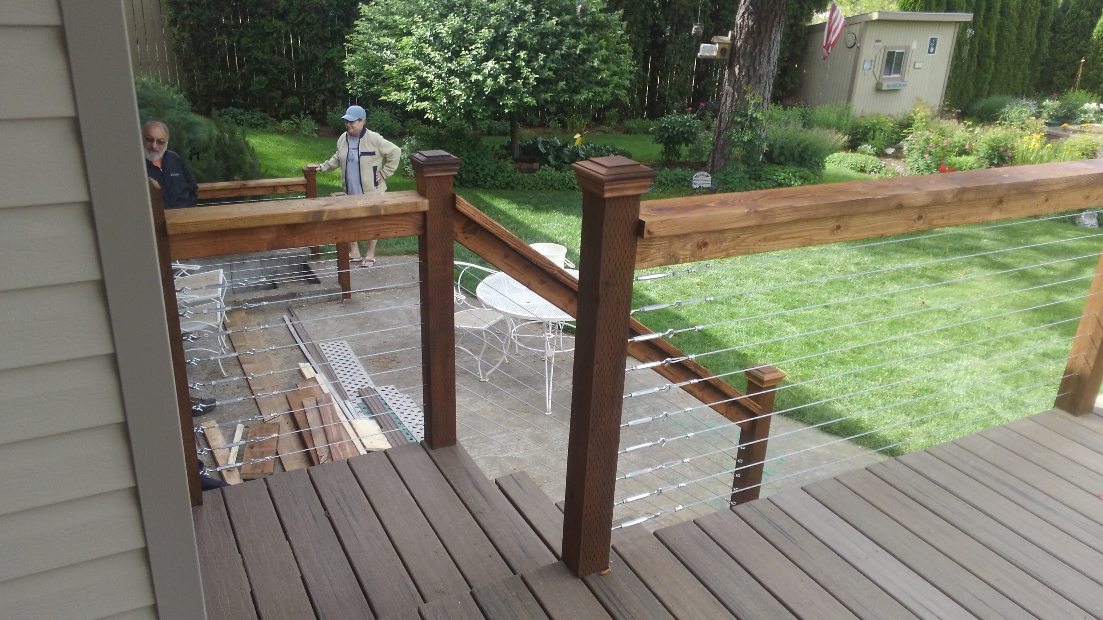 Cable railing installation in progress