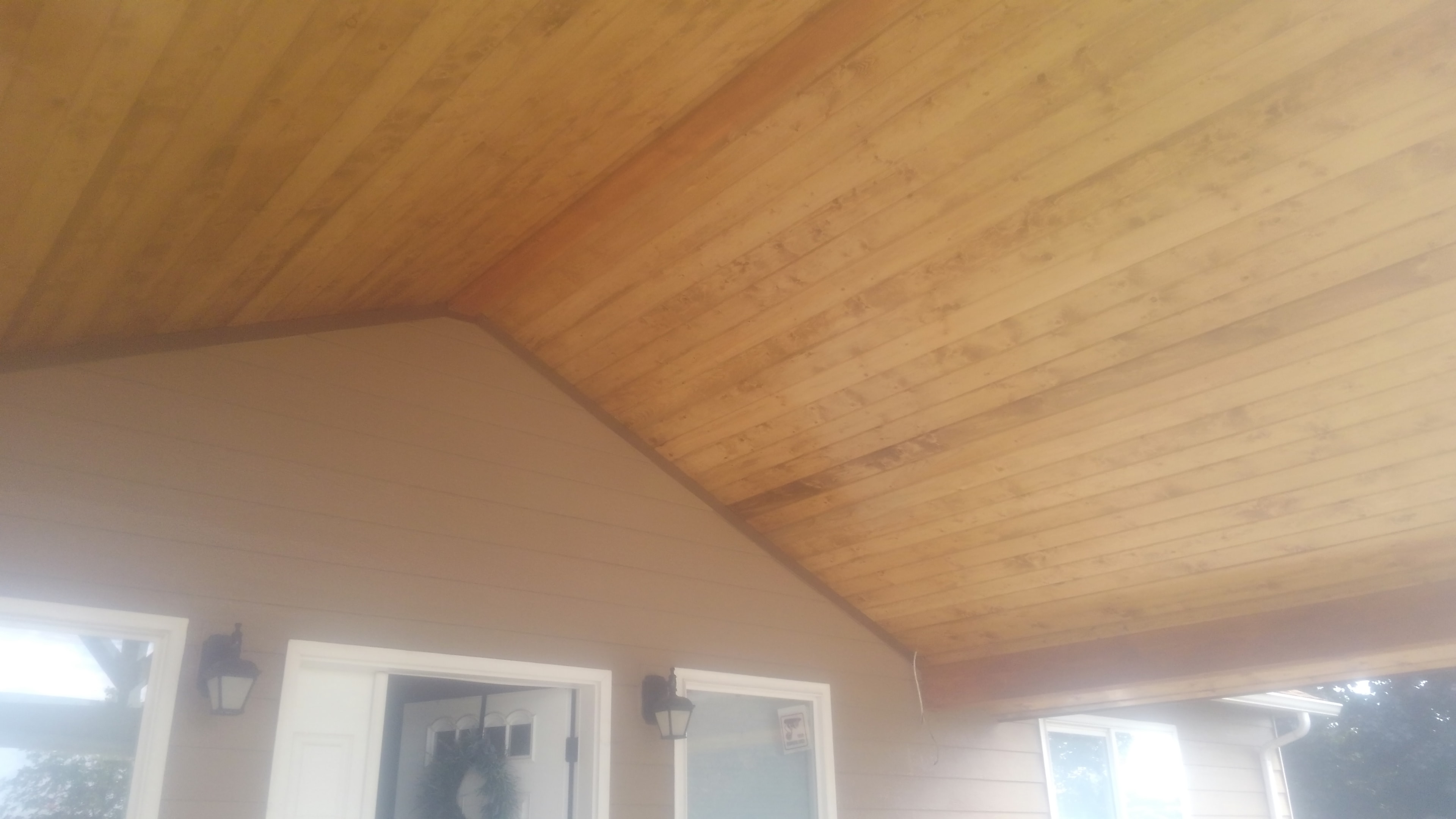Covered porch pergola framing in progress