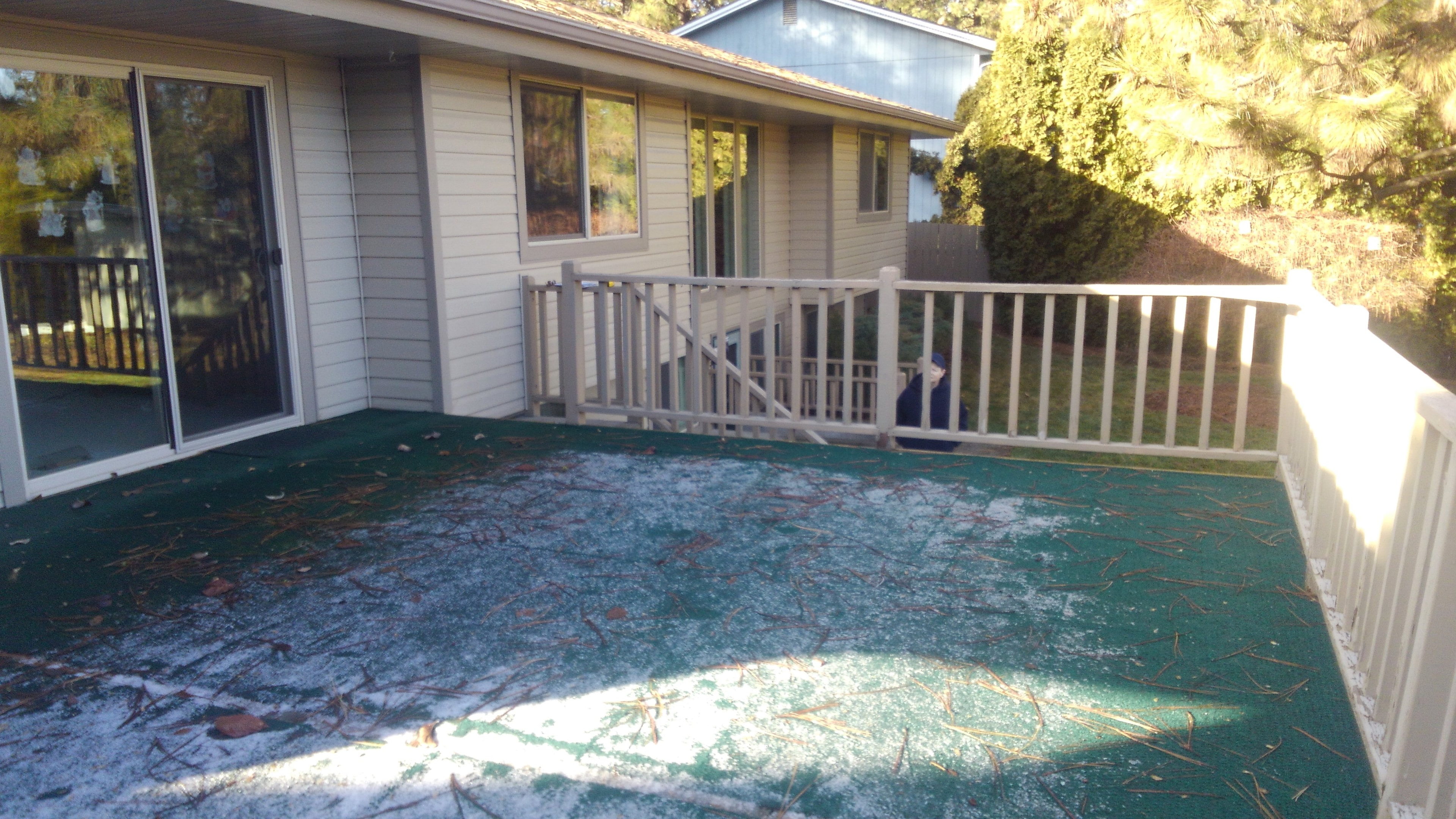 Deck before renovation — astroturf covered